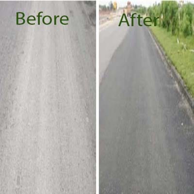 Before and after comparison of road rehabilitation using foamed bitumen for base layer stabilization